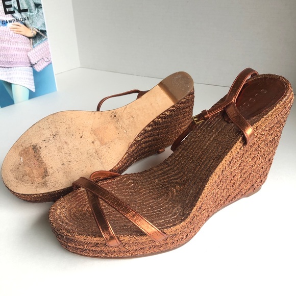 GUCCI Bronze Metallic Lia Espadrilles Wedge Platforms 😍 - Picture 8 of 12